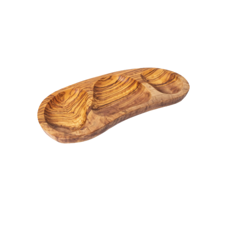 Olive Wood  3-compartment Ravier