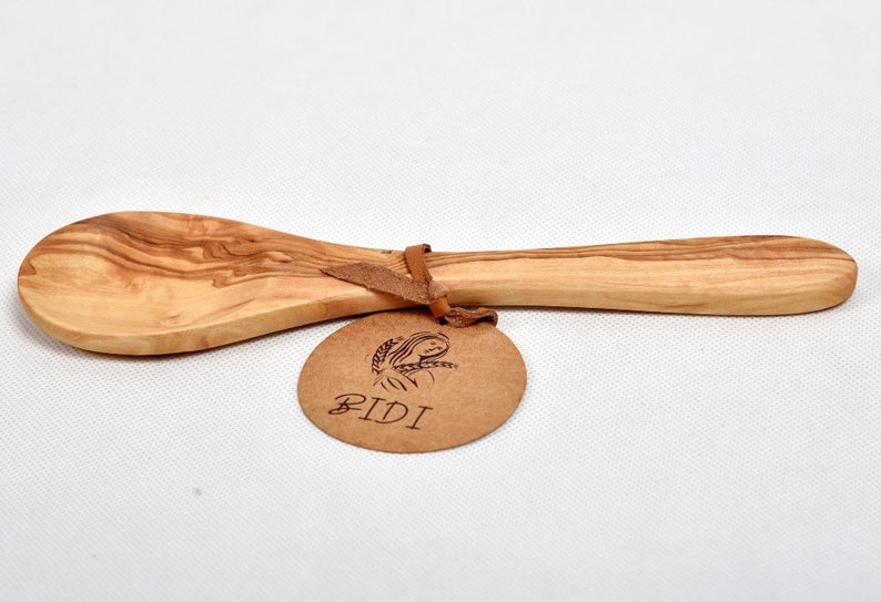 olive wood mixing spoon